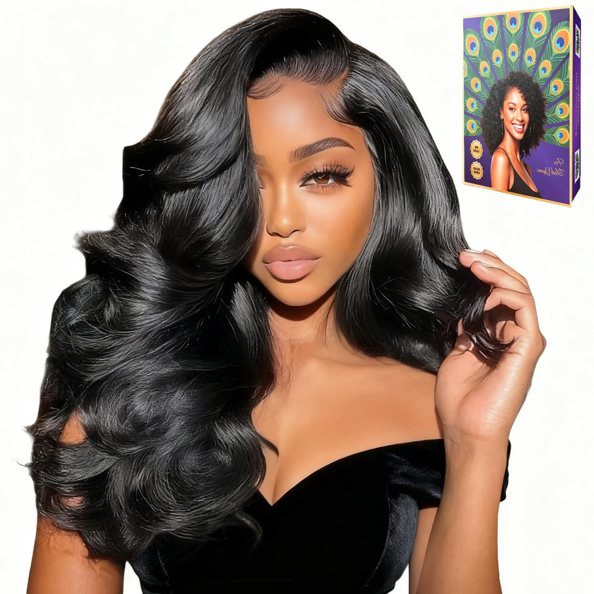 13x4 Glueless Wigs HD Transparent Lace,Wear and Go Synthetic Wig,C Part,200% Density Body Wave wi... | Amazon (US)