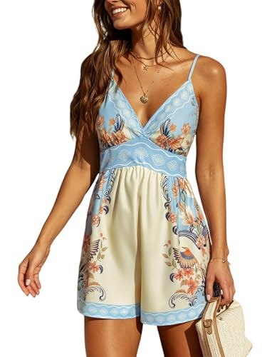 CUPSHE Women’s Floral Romper V-Neck Sleeveless Spaghetti Strap Elastic Waist Beach Summer Casua... | Amazon (US)
