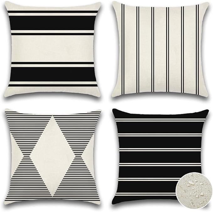 OTOSTAR Pack of 4 Outdoor Throw Pillow Covers 18x18 Inch Waterproof Modern Geometry Decorative Sq... | Amazon (US)