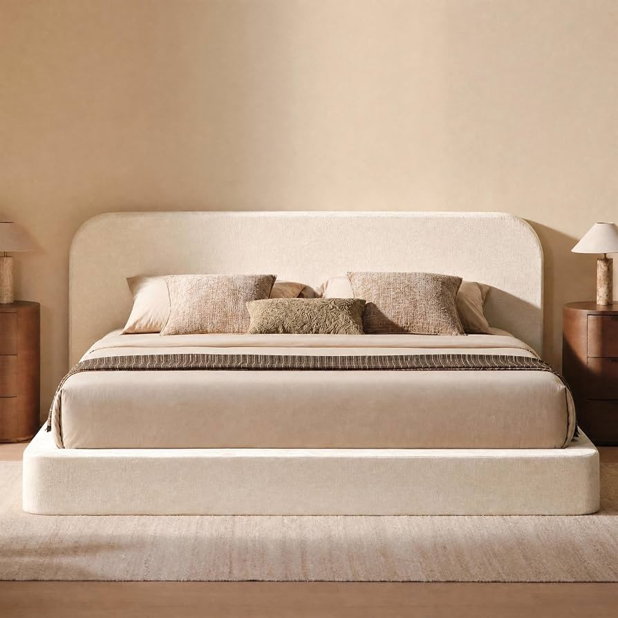 RECCI AirFrame King Upholstered Bed Frame with Rounded-Corner Headboard | Amazon (US)