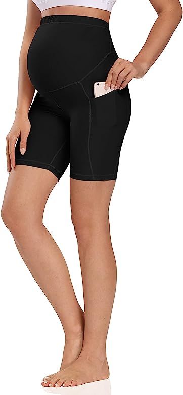 Foucome Women's Maternity Over The Belly Active Lounge Comfy Yoga Short Workout Running Athletic ... | Amazon (US)