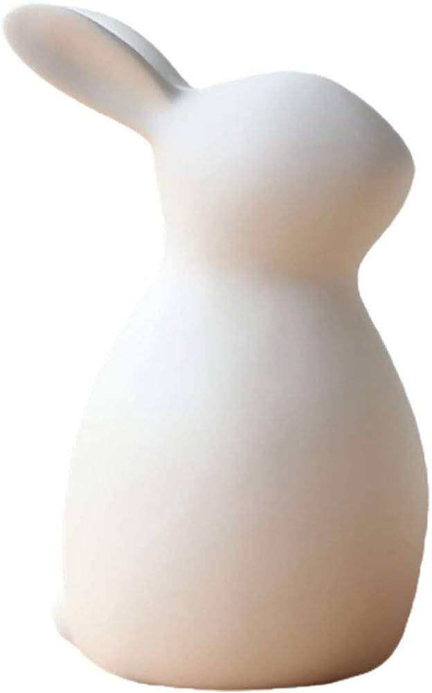 PRETYZOOM Ceramics Bunny Figurine Easter White Bunny Statue Garden Animal Sculpture Cake Cupcake ... | Amazon (US)