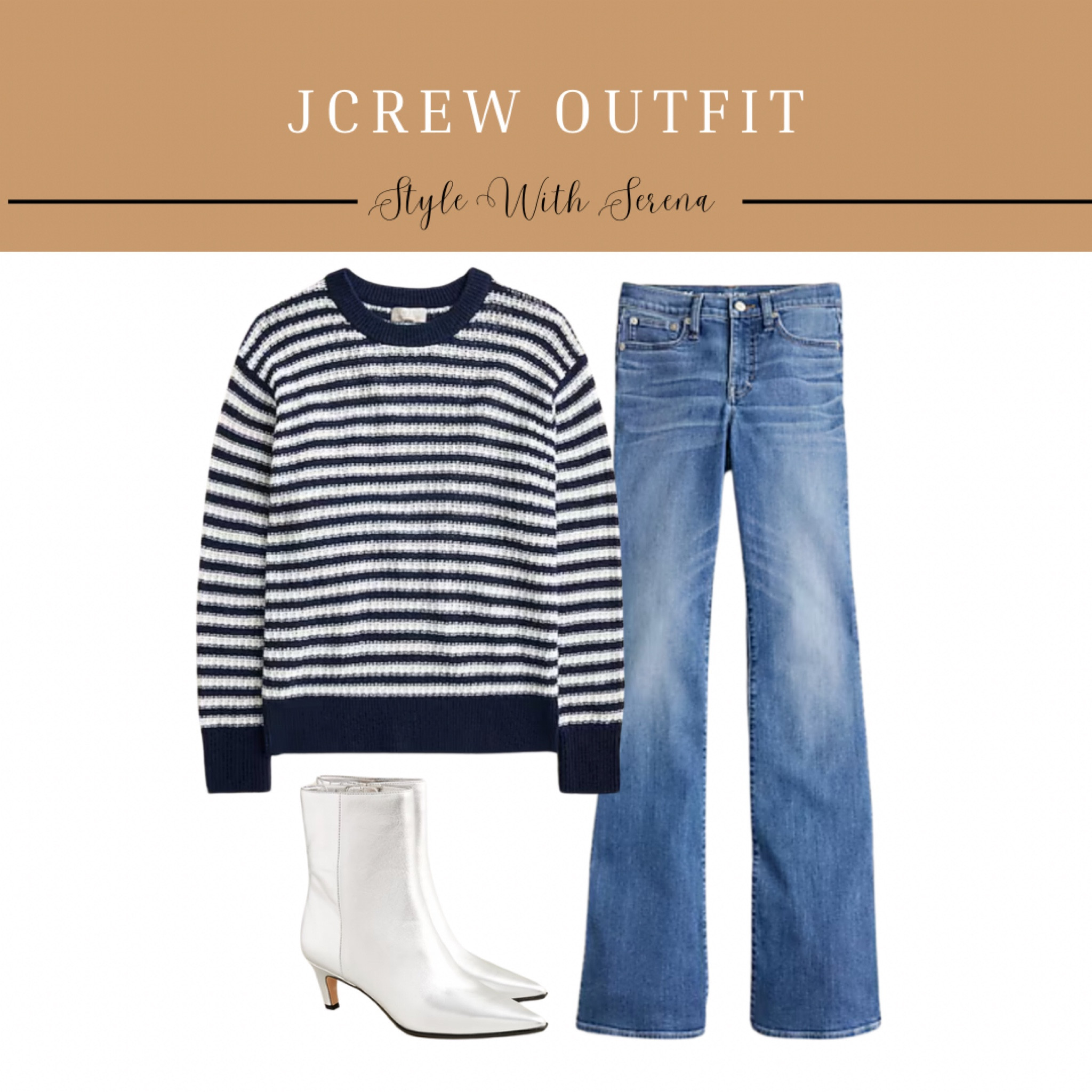 Jcrew outfit, sweater, striped sweater, jeans, bootcut jeans, denim, booties, fall outfit, fall fashion 

#LTKSeasonal #LTKOver40 #LTKStyleTip