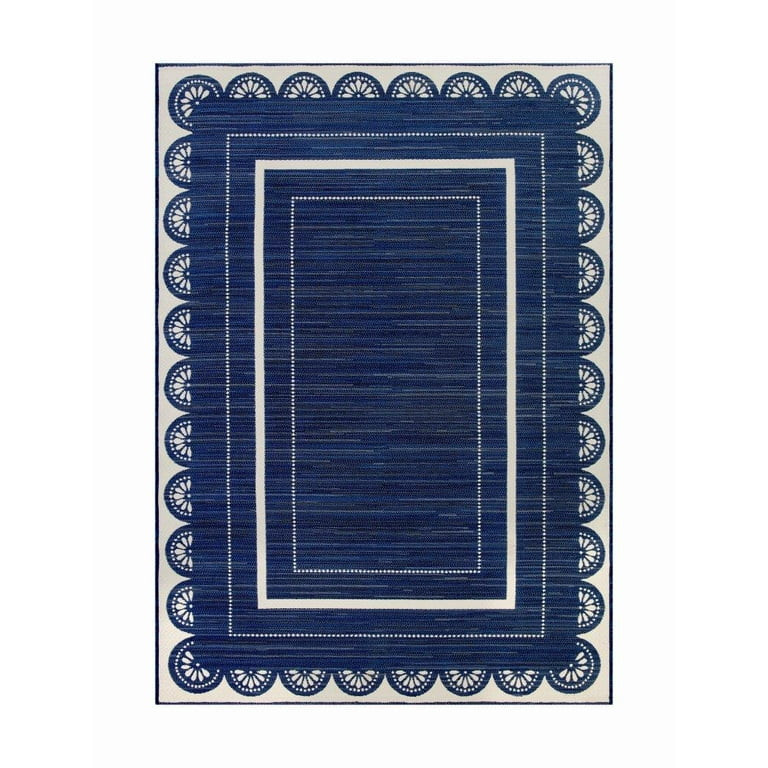 The Pioneer Woman, 7'x10' Navy & Cream Scallop Outdoor Rug | Walmart (US)