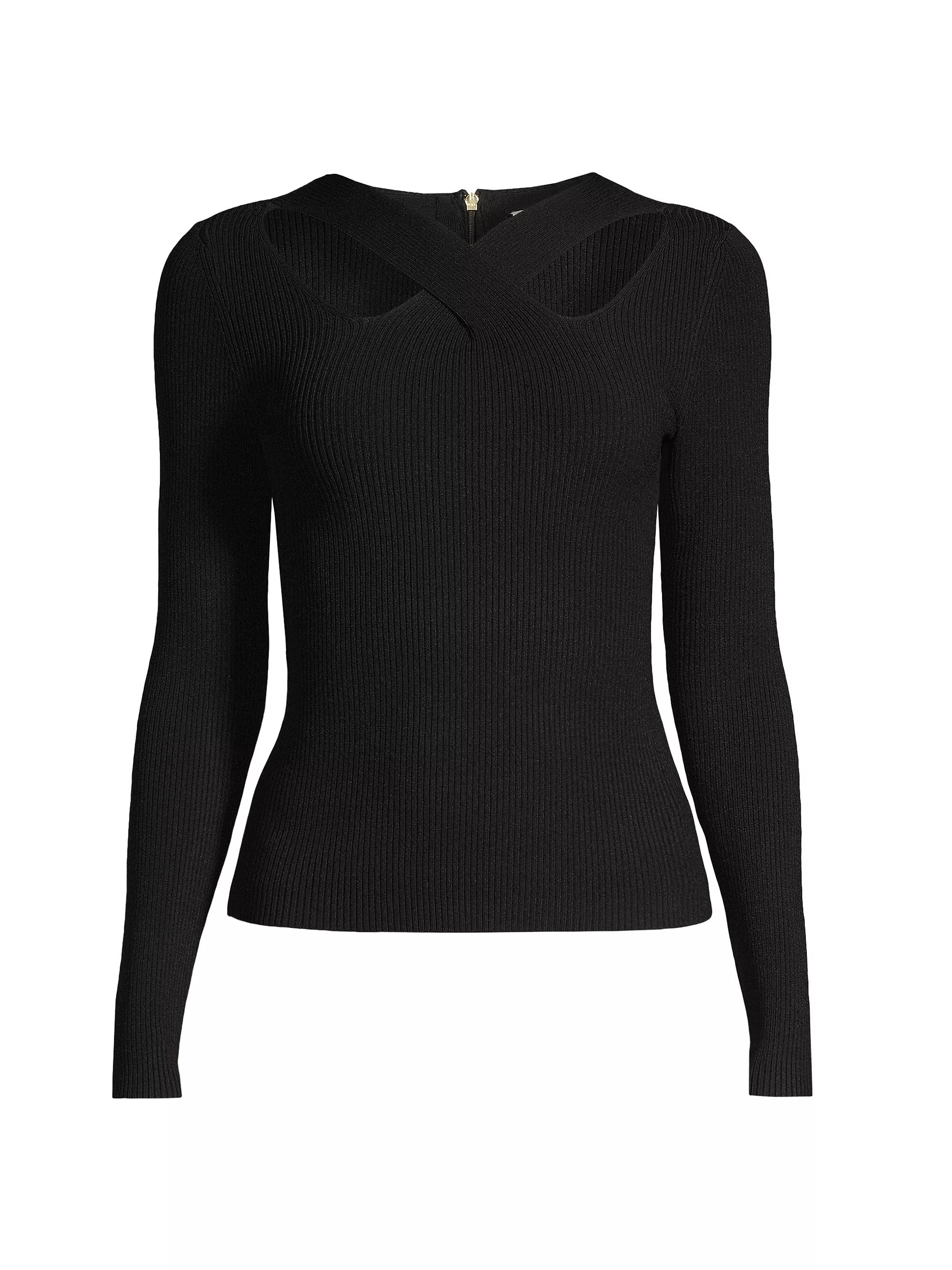 Cut-Out Rib-Knit Sweater | Saks Fifth Avenue