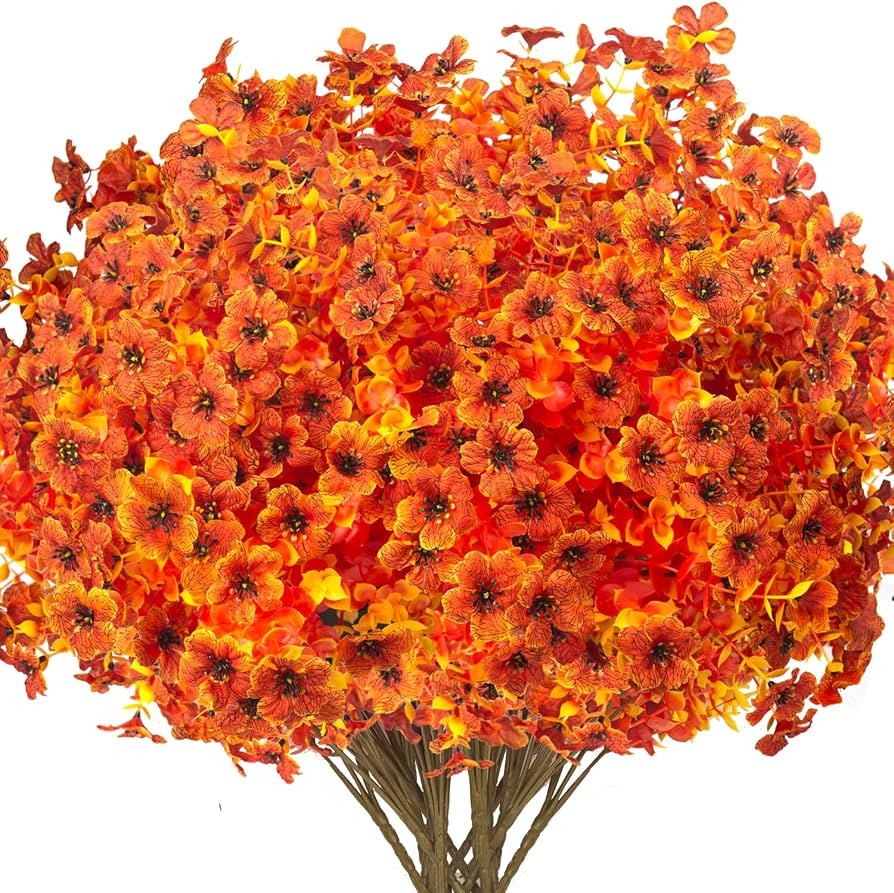 Grunyia 16 Bundles Artificial Fall Flowers for Outdoors Fake Plants UV Resistant Plastic Plants S... | Amazon (US)