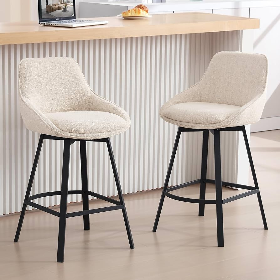 Zesthouse Swivel Counter Stools Set of 2, 26'' Modern Counter Height Barstools with Low Backs & M... | Amazon (US)