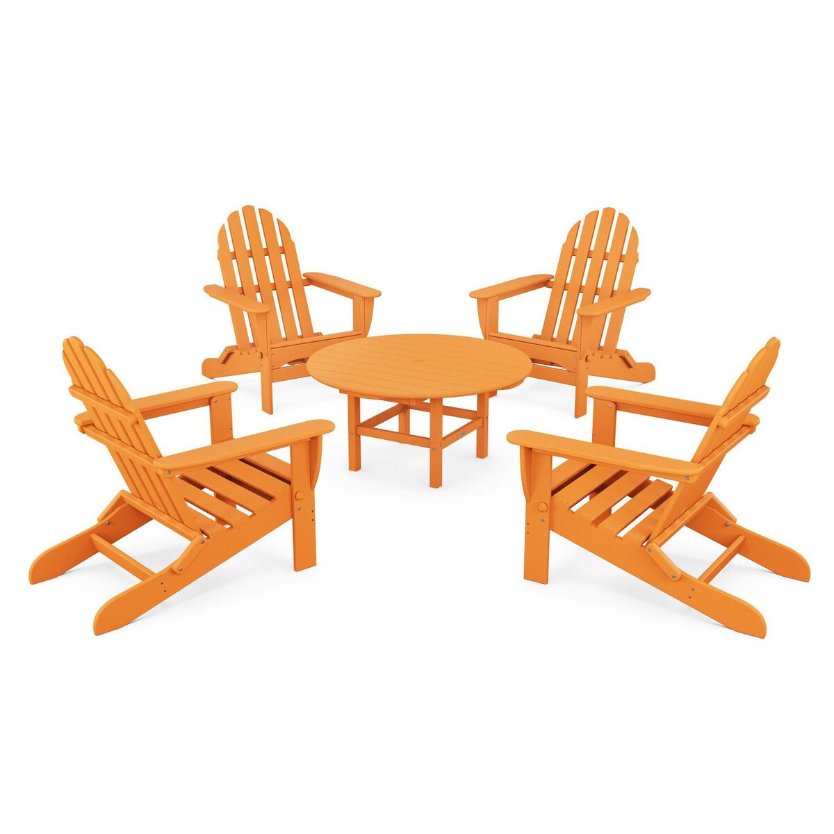 POLYWOOD Classic Adirondack 5 Pc Recycled Plastic Seating Set in Tangerine by - PWS119-1-TA | BBQ Guys