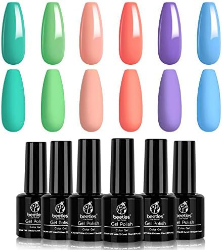 Beetles Gel Nail Polish Set - Summer Sweet Candy Collection 6 Colors Pink Blue Purple Gel Polish ... | Amazon (US)
