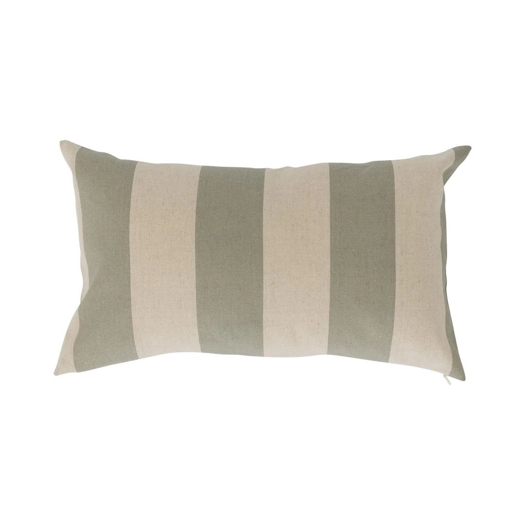 Sage Coastal Stripes Lumbar Pillow Cover | Etsy (US)