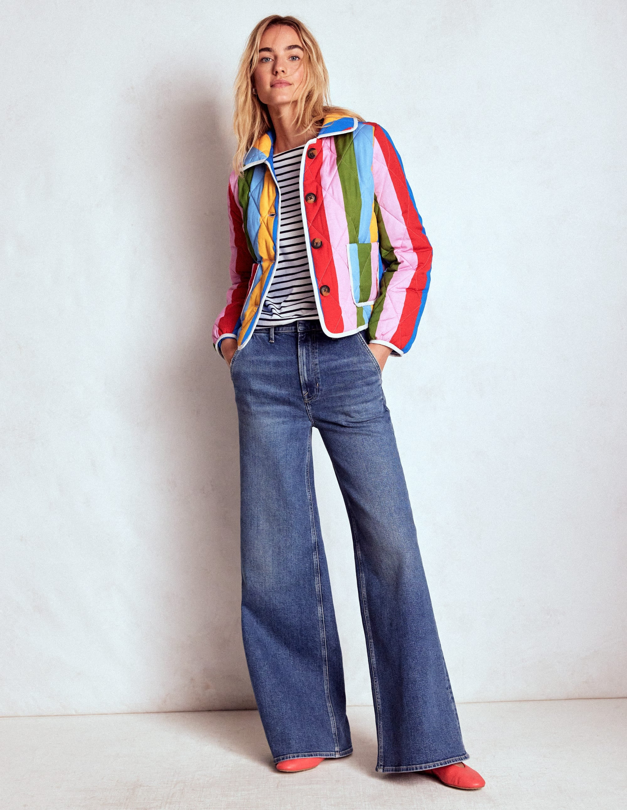 Fitzrovia Quilted Jacket-Rainbow Stripe | Boden UK