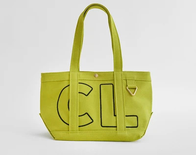 Solid Custom Alpha Tote - Chartreuse - Brown / Small | BaubleBar