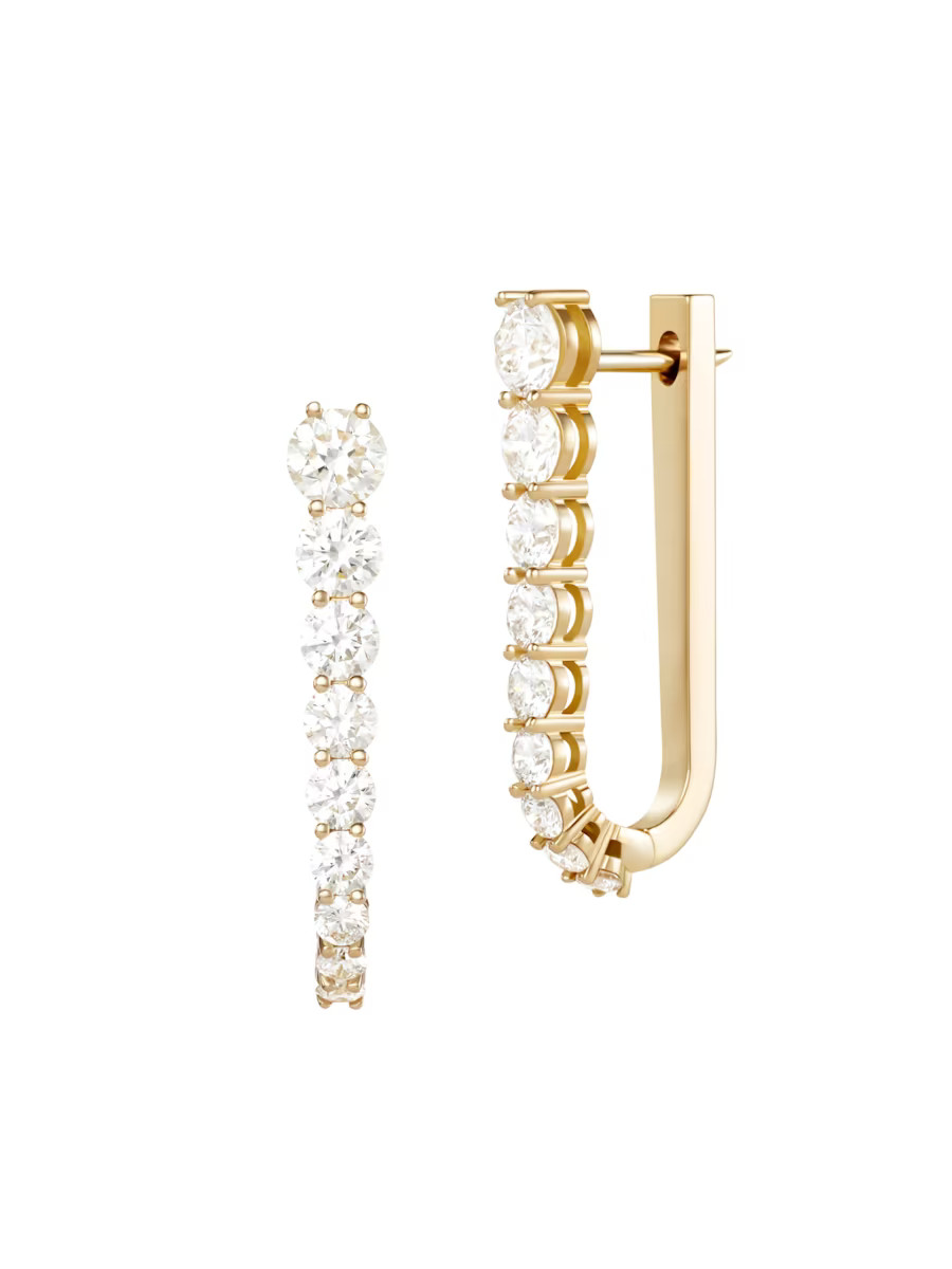 Aria 18K Yellow Gold & 1.84 TCW Diamond U-Shaped Hoop Earrings | Saks Fifth Avenue