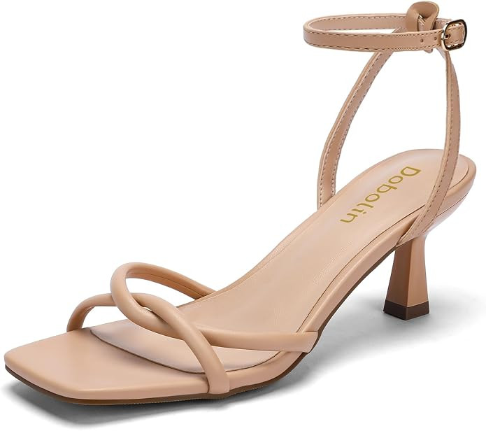 Womens Sandals 2.5 inch Square Open Toe Kitten Heels Strappy Ankle Strap Sandals Comfortable Dres... | Amazon (US)