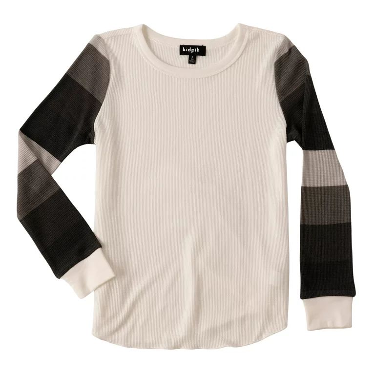 KIDPIK Girls Long Sleeve Stripe Thermal T-Shirt, Size: 12 Months - XXL (16) | Walmart (US)
