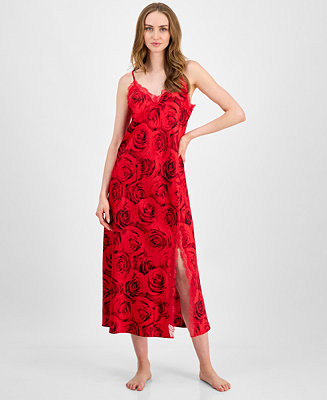 Women's Lace-Trim Satin Nightgown | Macy's