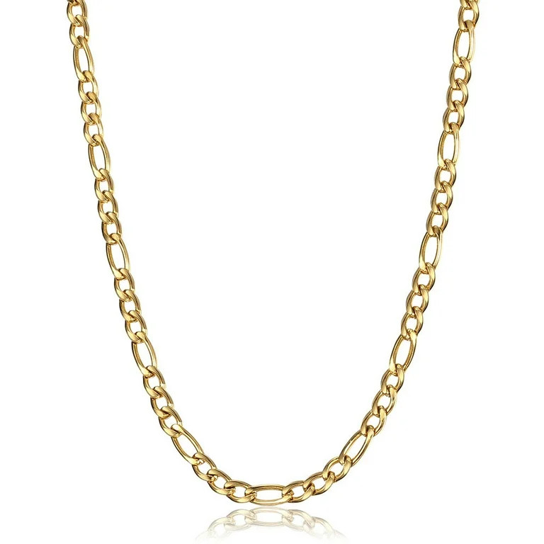 2mm 18inch Figaro Chain Gold Plated Stainless Steel Necklace Women Men | Walmart (US)