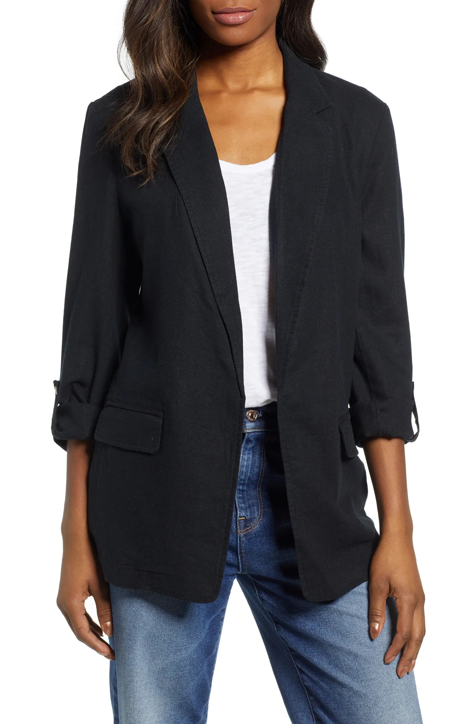 Linen Blend Boyfriend Blazer | Nordstrom