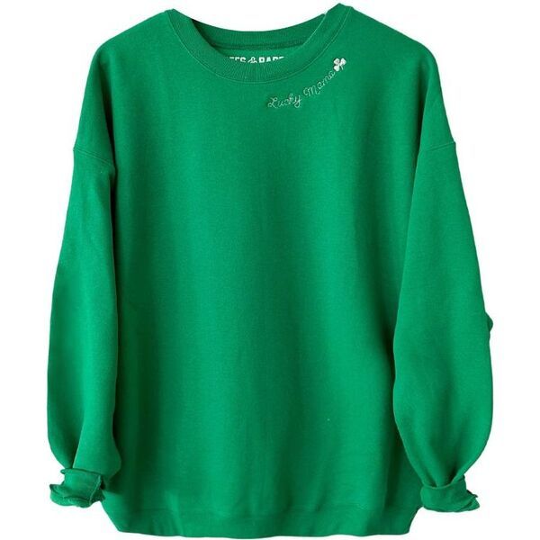 Women's Lucky Mama Embroidered Collar Sweatshirt, Green | Maisonette