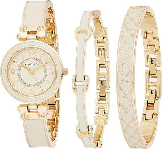 Anne Klein Women's Accented Bangle Watch and Bracelet Set, AK/3296 | Amazon (US)