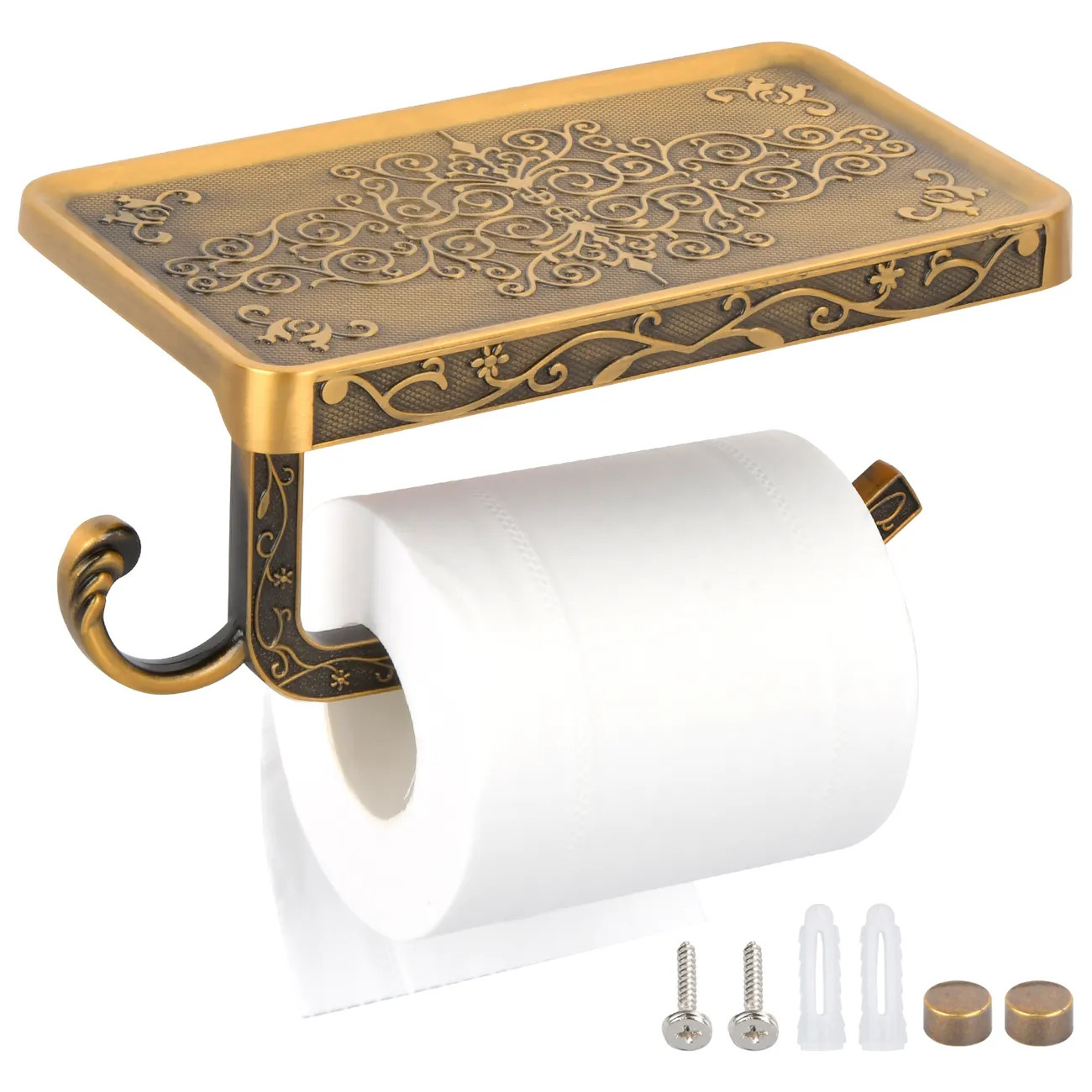 1pc Toilet Paper Holder With Shelf Toilet Roll Holder Drilling Wall Mount Toilet Paper Holder Paper Roll Holder Toilet Roll Holder Antique Vintage For Bathroom | Temu Affiliate Program