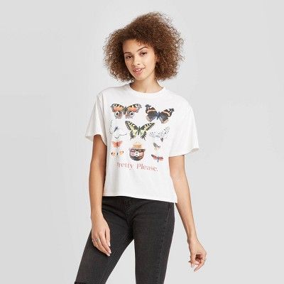 Women's Smokey Bear Butterfly Short Sleeve Graphic T-Shirt (Juniors') - Cream | Target