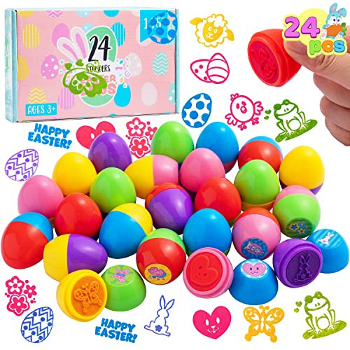 JOYIN 24 Pcs Easter Egg Stampers Toys for Easter Eggs Hunt Game, Basket Stuffers Fillers, Kids Gifts, Party Favor, Self Inking Stamp for Classroom Prize Supplies | Amazon (US)