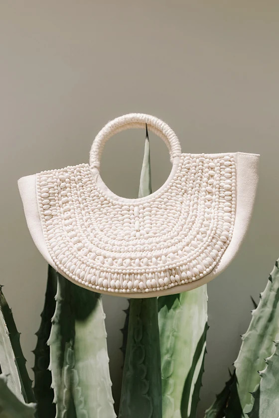 Summer Walks White Beaded Tote Bag | Lulus