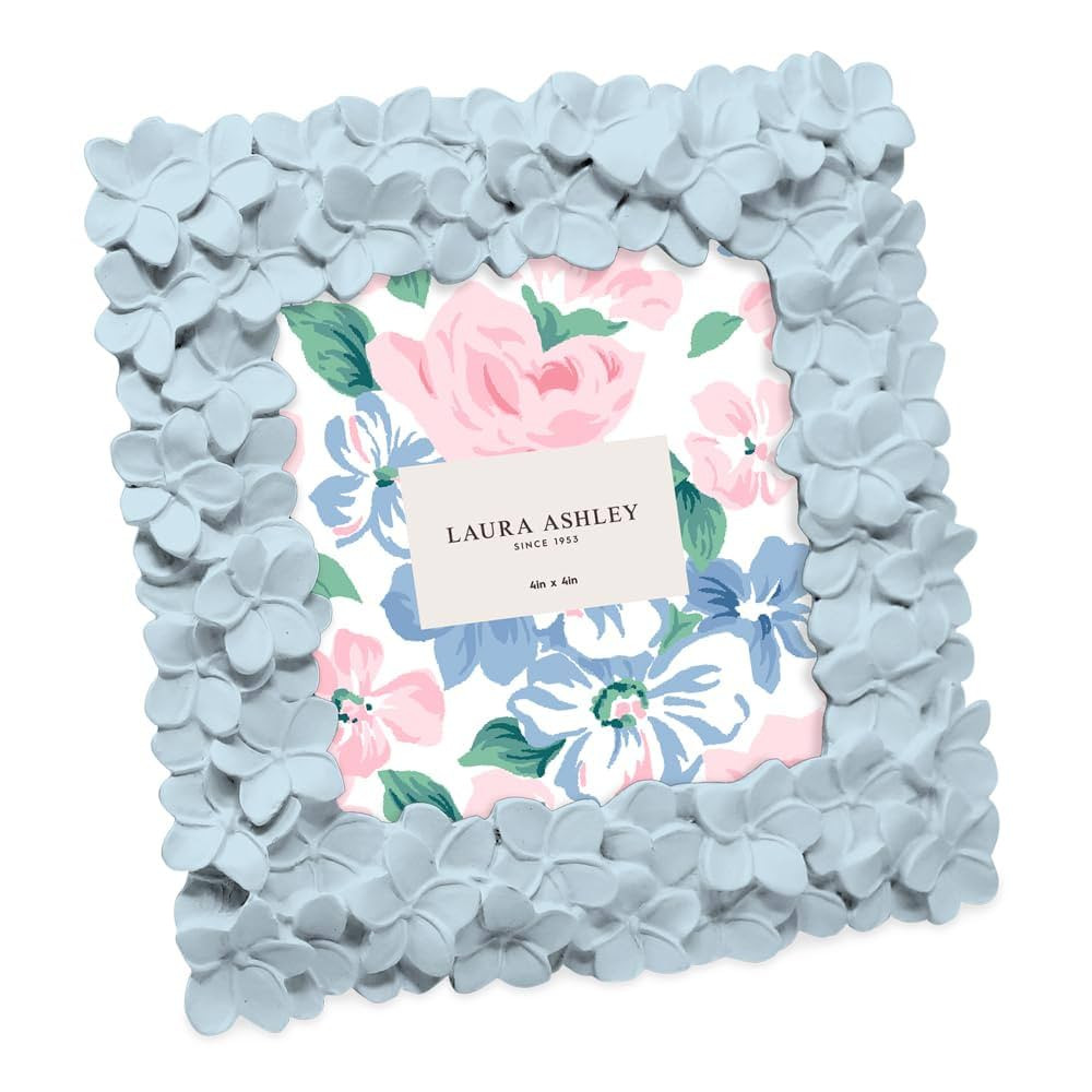 Laura Ashley 4x4 Flower Textured Hand-Crafted Resin Picture Frame with Easel & Hook for Tabletop ... | Amazon (US)