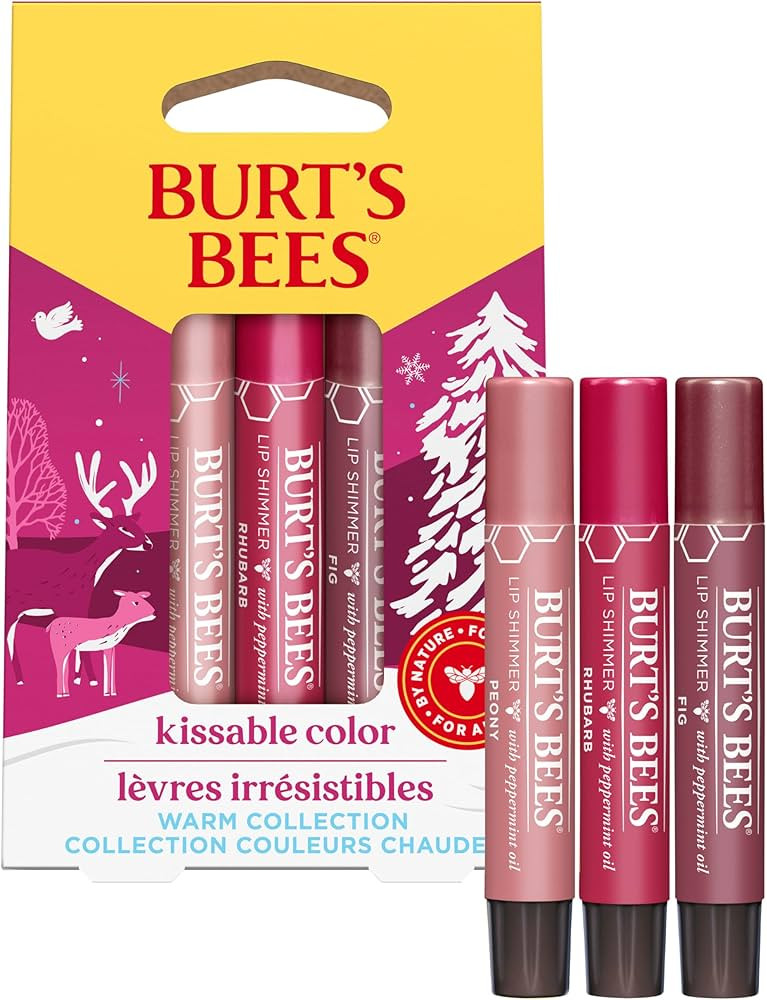 Burt's Bees Shimmer Lip Tint Stocking Stuffers Set, Tinted Lip Balm, Moisturizing for All Day Hyd... | Amazon (US)
