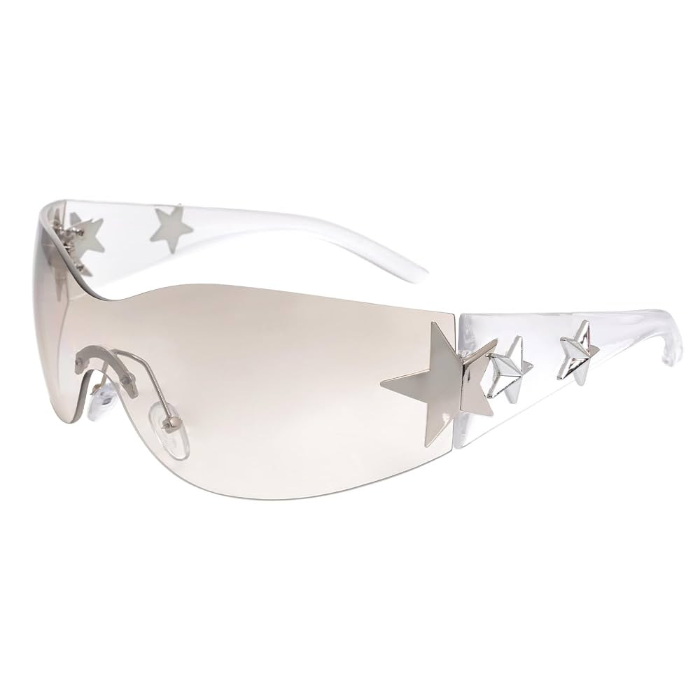 Nydotd Rimless Y2K Sunglasses Wrap Around Trendy Glasses for Women Men Frameless Sun Glasses 2000... | Amazon (US)
