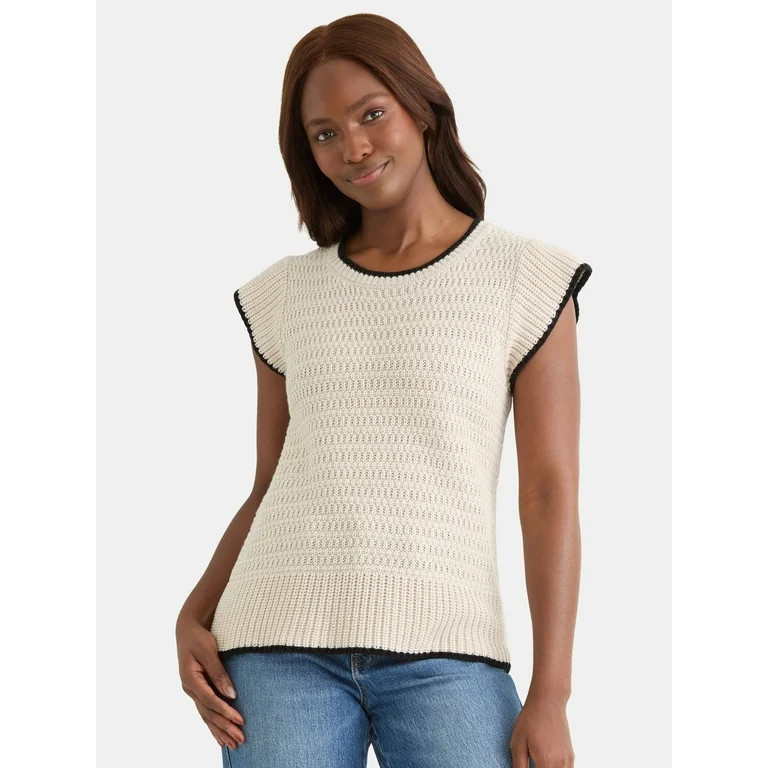 Time and Tru Women's Flutter Sleeve Sweater, Lightweight, Sizes XS-XXXL | Walmart (US)
