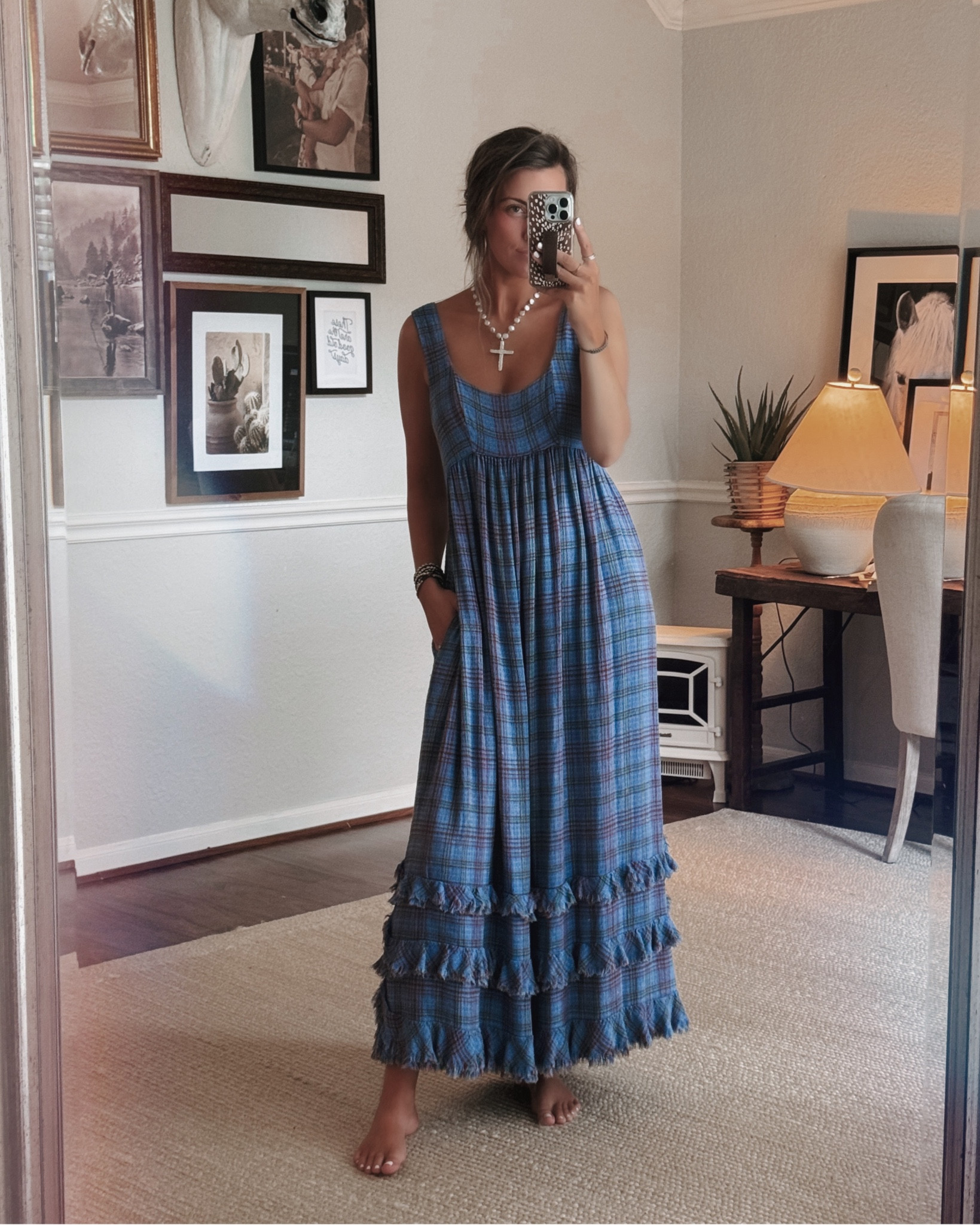 linen maxi dress blue Angelina Linen Maxi Dress