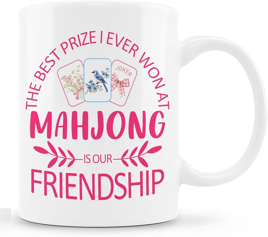 Preppy Pink Mahjong Mug, Gifts for Mahjong Players Mug, Mahjong Gift for Women Men, Mah jong Acce... | Amazon (US)