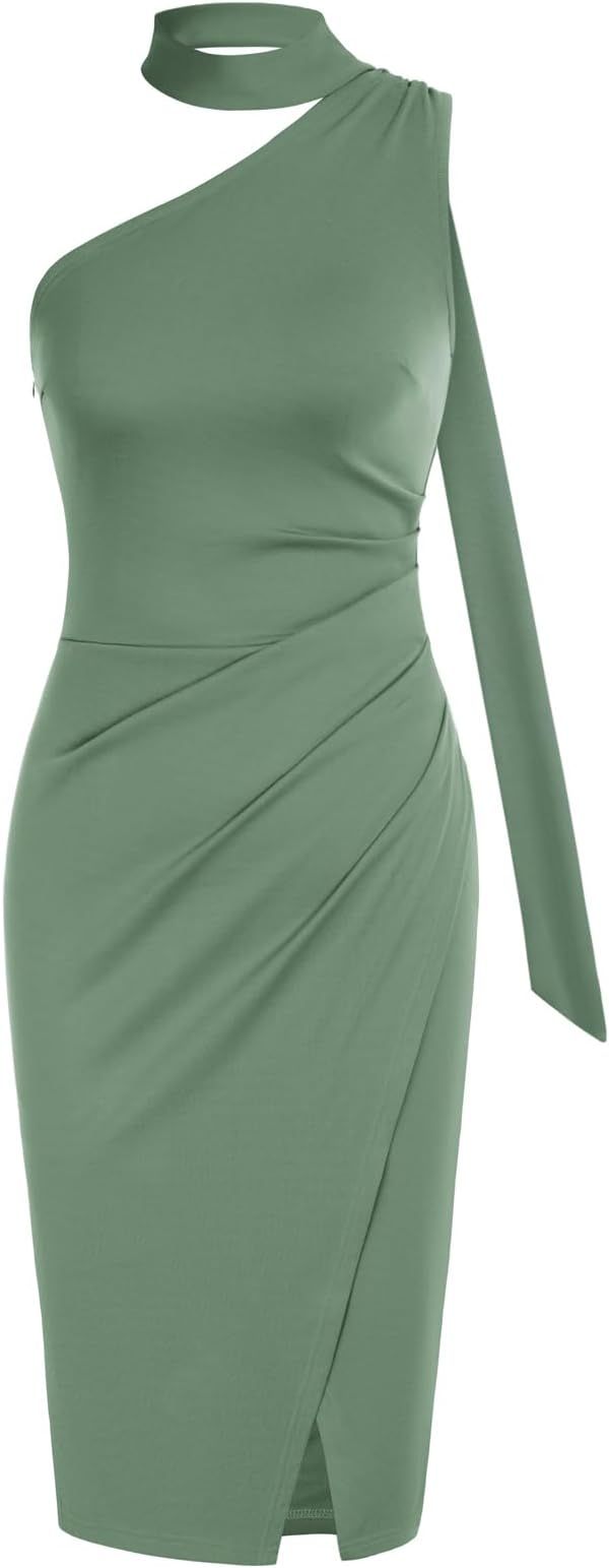 GRACE KARIN Women’s Elegant Cocktail Dresses 2023 One Shoulder Sleeveless Halter Party Bodycon ... | Amazon (US)
