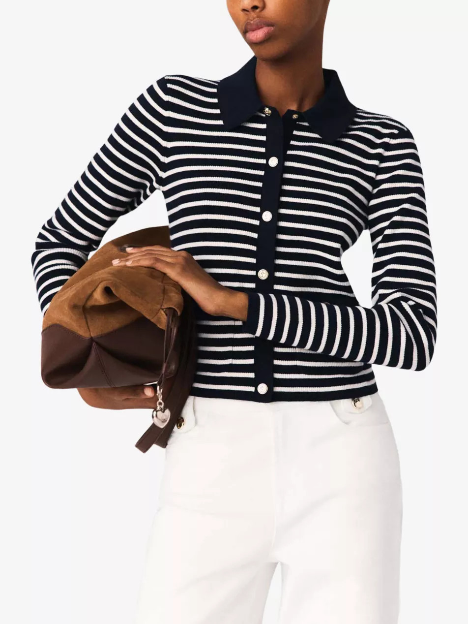 Striped Polo-Collar Knitted Cardigan | Selfridges