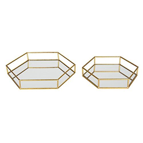 Kate and Laurel Felicia Modern Glam 2-Piece Nesting Metal Mirrored Decorative Accent Trays, Gold | Amazon (US)
