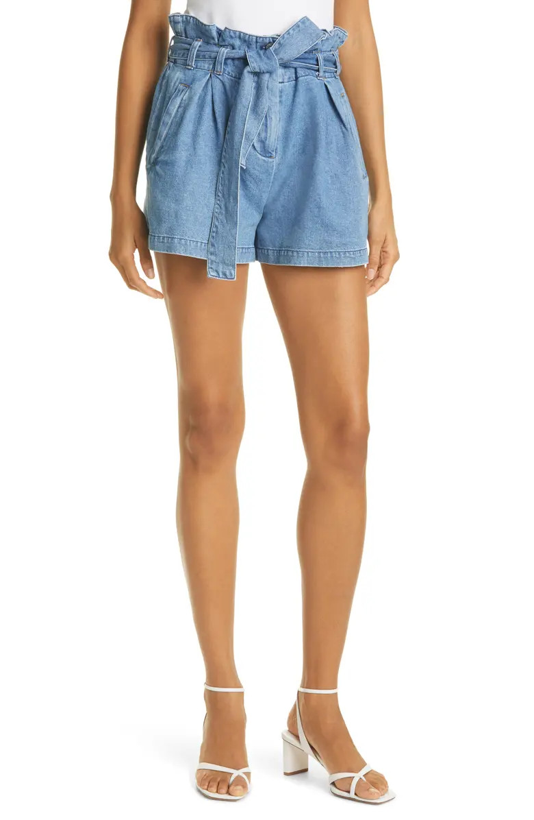 Belle Paperbag Tie Waist Denim Shorts | Nordstrom