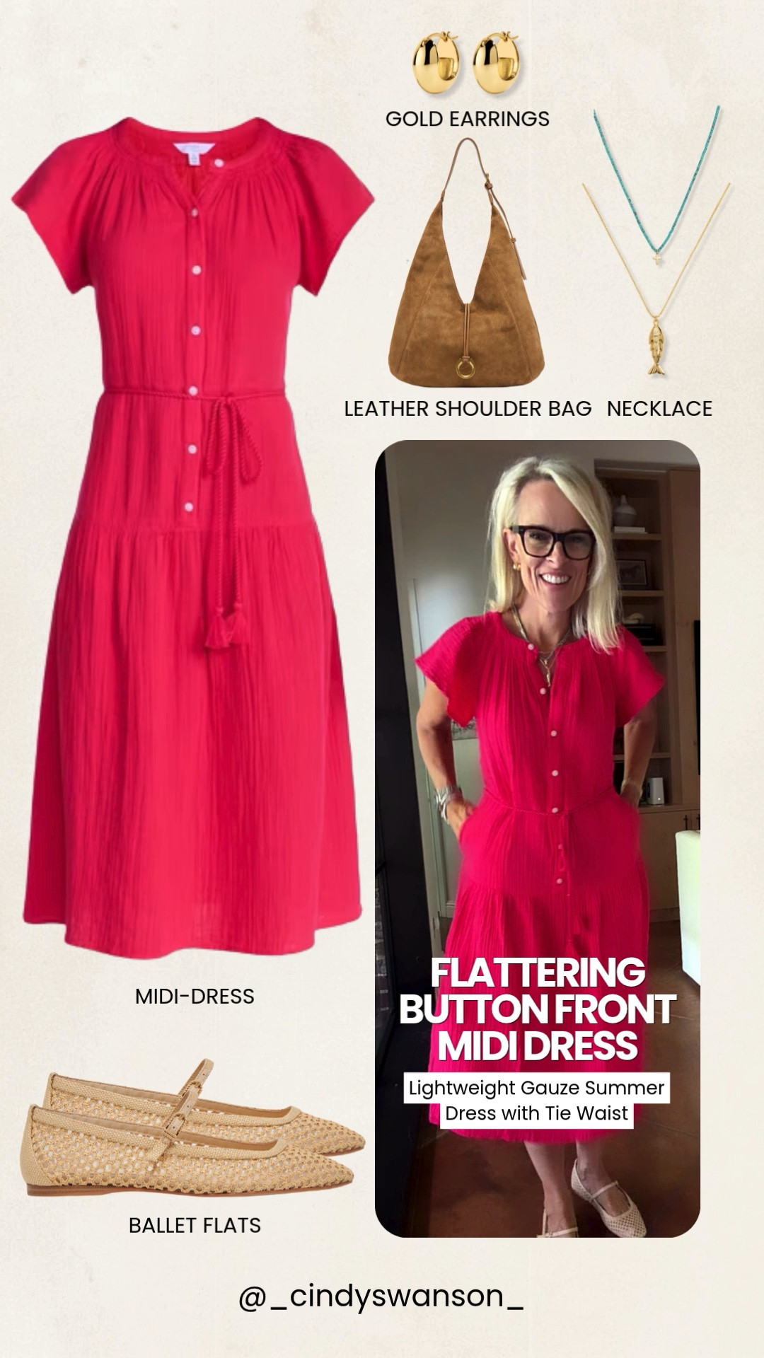This lightweight button-front gauze midi dress is flattering, breathable, and perfect for staying cool while still looking polished. The tie waist creates a flattering shape, and it's easy to dress up with woven flats and gold accessories or keep casual with sandals.

💡 LTK MADE EASY
❤️ Heart = Support my posts!
🔖 Save = Get sale & restock alerts
📋 Lists = Keep favorites organized
📲 Share = Send lists and products to a friend. Hello, Christmas List!
💬 Comment = Ask me anything about what I'm wearing. 🙂

#LTKootd #LTKOver40 #LTKMidsize