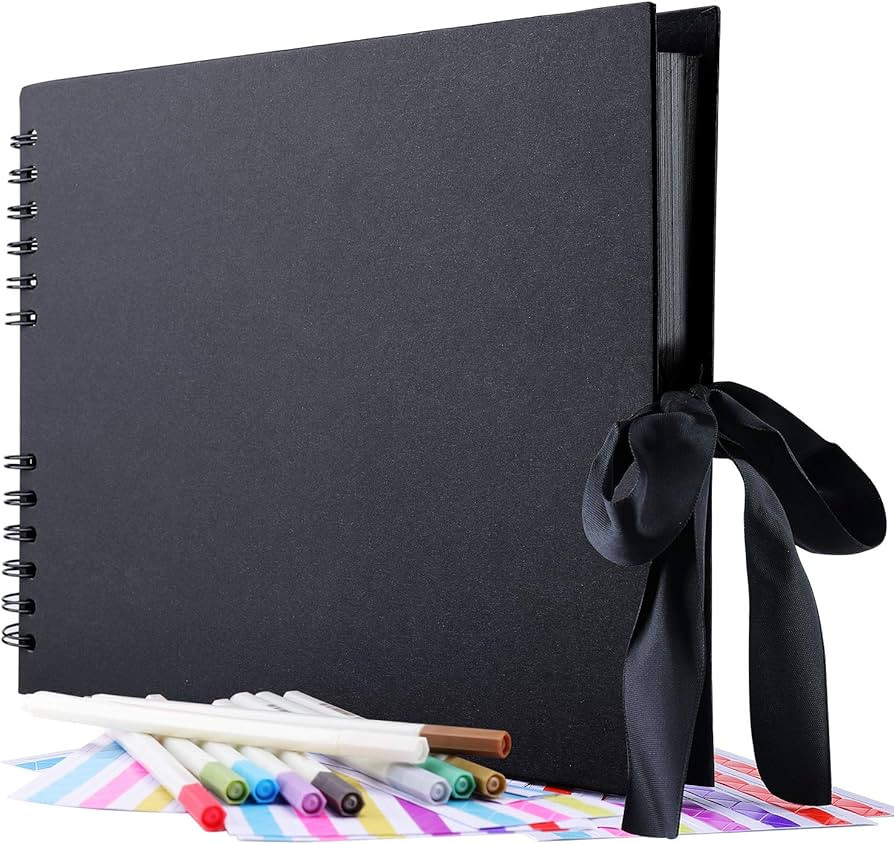 GOTIDEAL 80 Pages Scrapbook Album with 10 Metallic Markers,Craft Paper Photo Album for Wedding an... | Amazon (US)