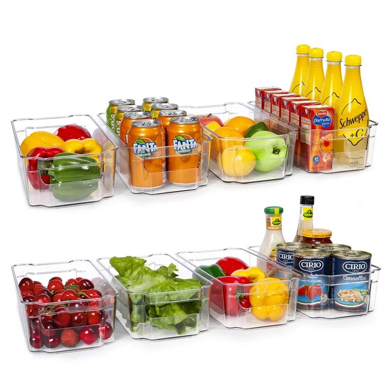 Refrigerator Organizer Bins, HOOJO 8pcs Clear Plastic Bins, Pantry Kitchen Organization and Stora... | Walmart (US)