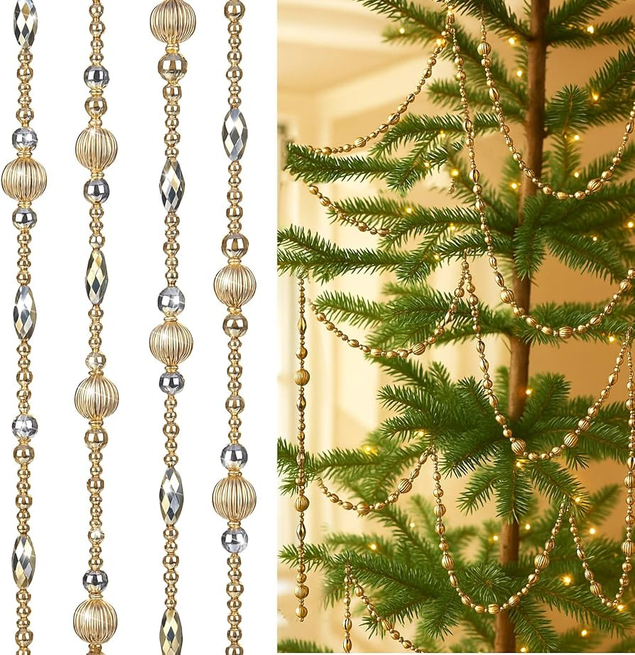 24 Feet Exquisite Christmas Tree Decor Acrylic Beads Xmas Tree Garland Multicolor Glitter Hanging... | Amazon (US)