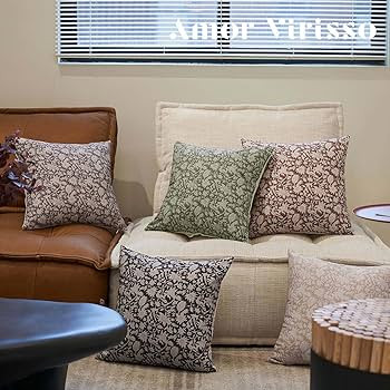 Amor Virisso Throw Pillow Covers 20x20 Floral Pillow Covers Block Print Farmhouse Neutral Pillow ... | Amazon (US)
