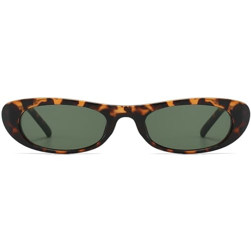 Elongated Narrow Cat Eye Sunglasses for Women 90s Retro Womens Oval Sunglasses Fashion Small Blac... | Amazon (US)