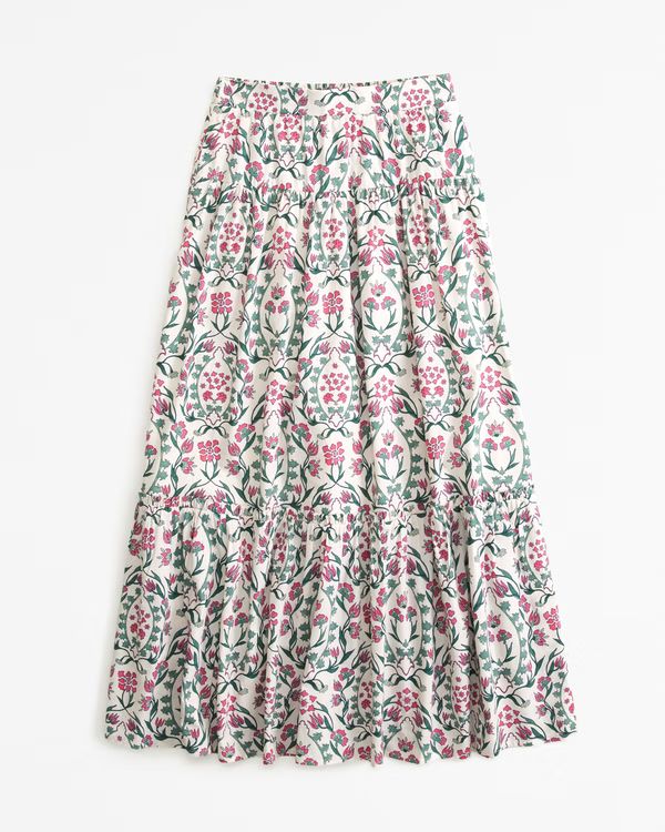 Poplin Tiered Maxi Skirt | Abercrombie & Fitch (US)