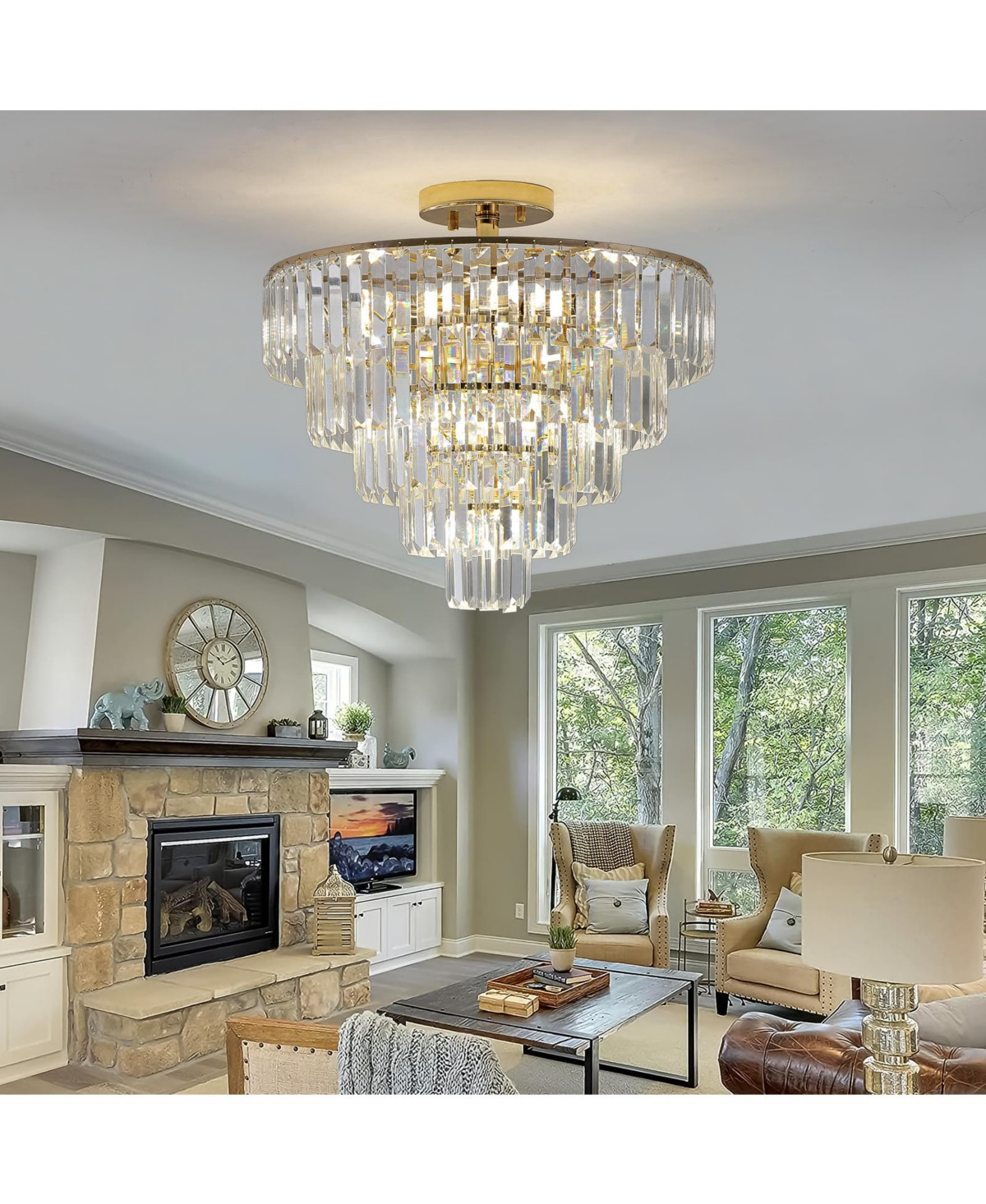 Streamdale 5-Tier Round Crystal Chandelier for Modern Home Decor - Gold | Macy's