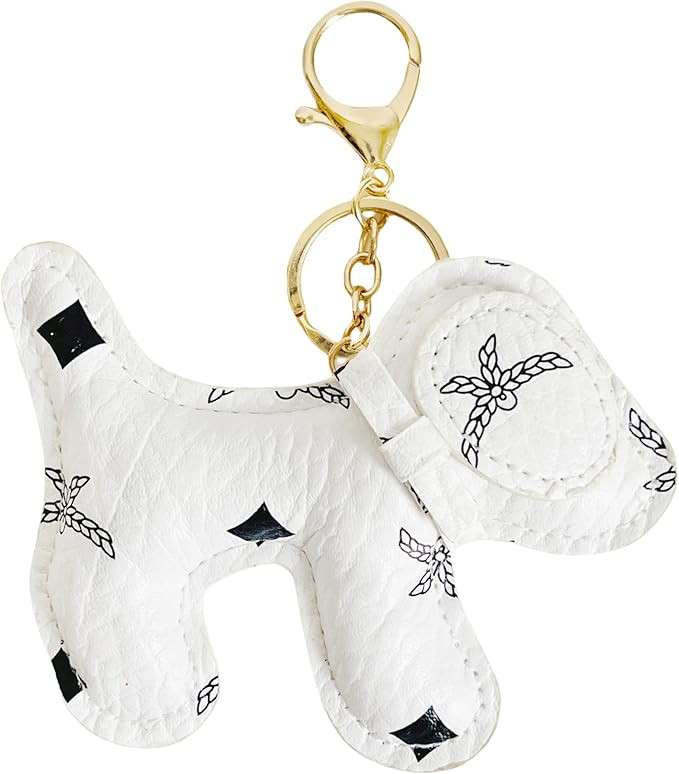 QTMY Cute Leather Puppy Keychain Keyring for Women,Purse Bag Charms for Handbags Backpack,242 | Amazon (US)