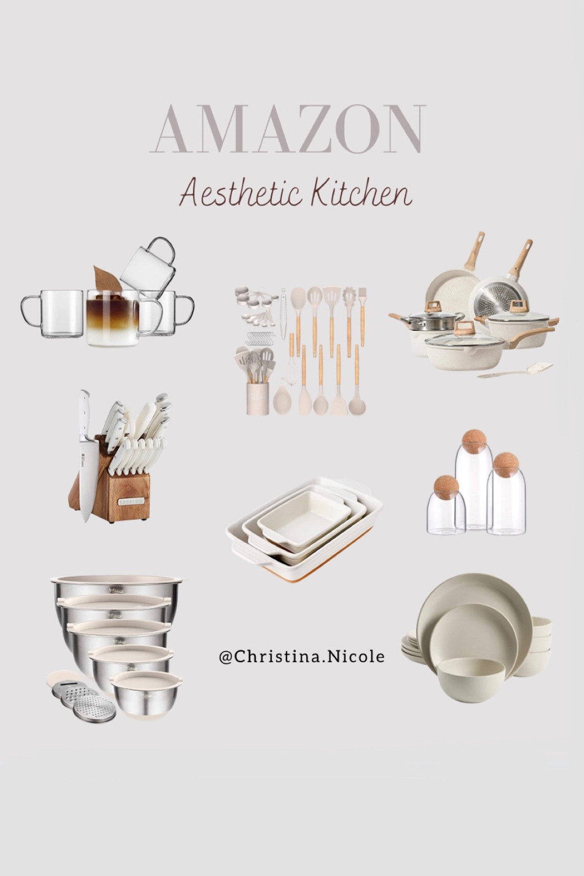 Amazon kitchen home decor, neutral kitchen, organization, aesthetic, utensils, must haves, trending Amazon decor , essentials, pots, pans, gold cookware, glassware, bowls, knives, mugs 

#LTKhome #LTKFind #LTKunder50