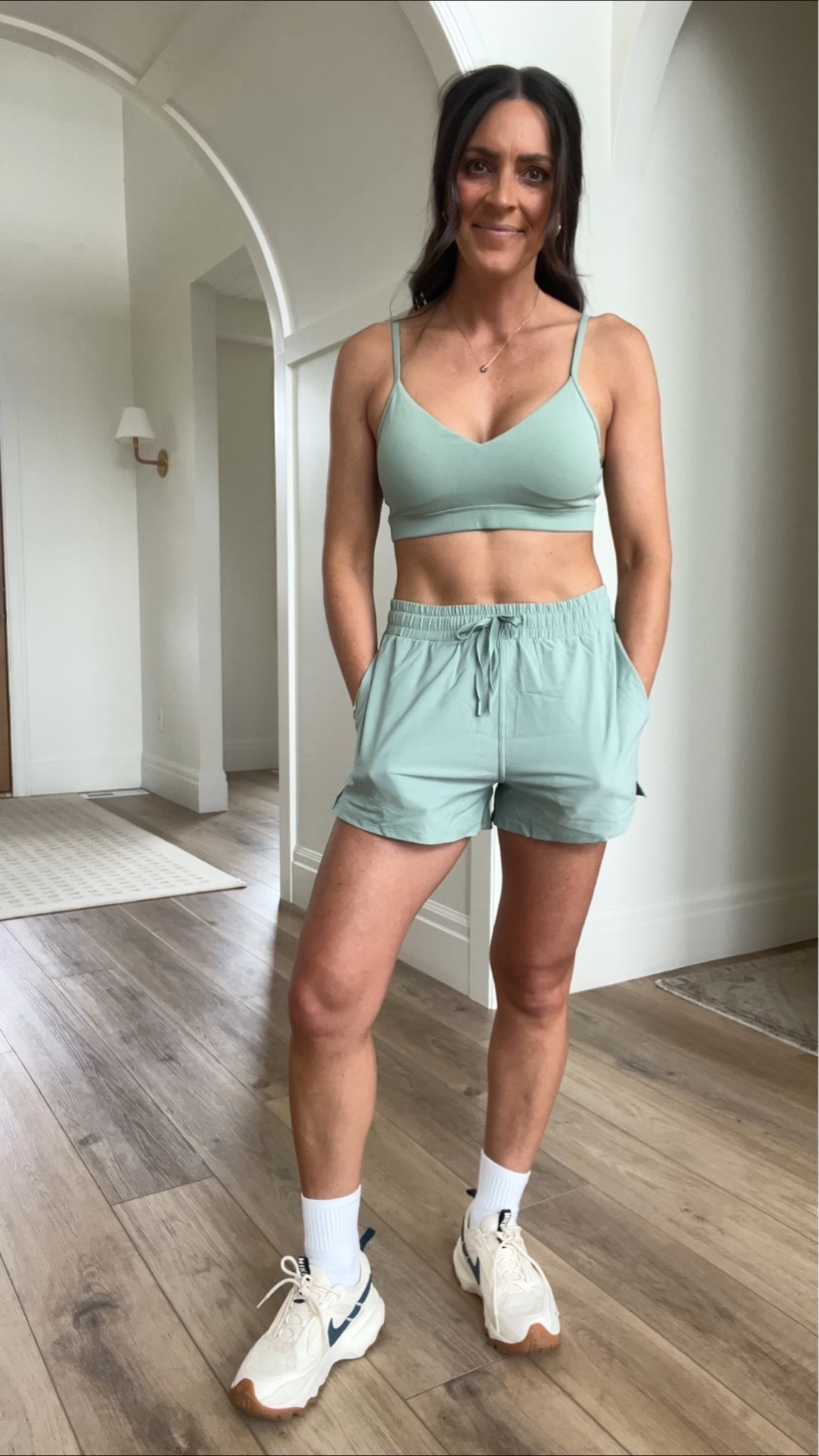 Loving this green color. It’s springy and good for summer. Strappy sports bra and great shorts that are so so comfortable. Under $30

#LTKActive #LTKOver40 #LTKootd