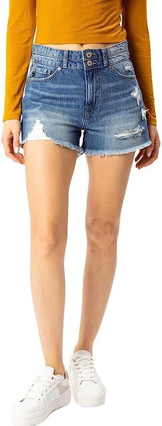 Kancan Women's High Rise Distressed Mom Shorts - KC8560 | Amazon (US)